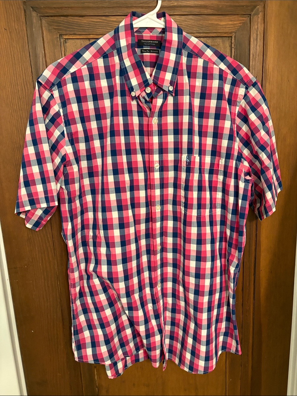 Tailorbyrd Short-Sleeve Plaid Button-Down Shirt - Pink & Blue